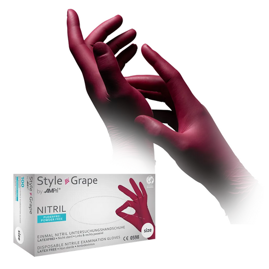 AMPri STYLE GRAPE nitrile gloves powder-free by MED-COMFORT, Bordeaux