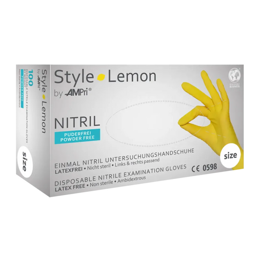 AMPri STYLE LEMON Powder-free nitrile gloves by MED-COMFORT, Yellow
