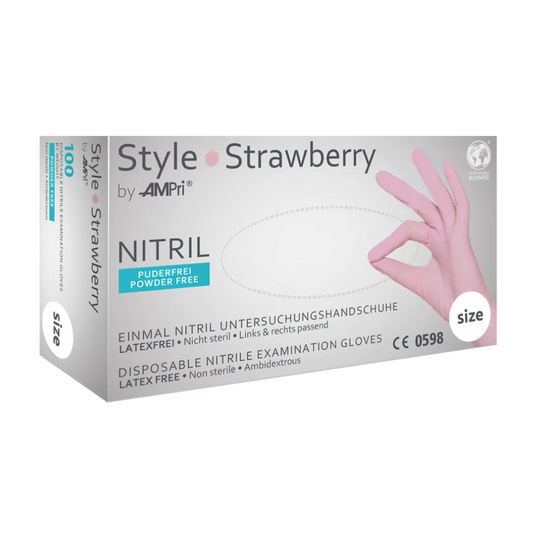 AMPri STYLE STRAWBERRY nitrile gloves powder-free by MED-COMFORT, pink