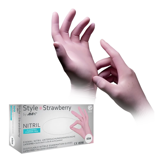 AMPri STYLE STRAWBERRY nitrile gloves powder-free by MED-COMFORT, pink