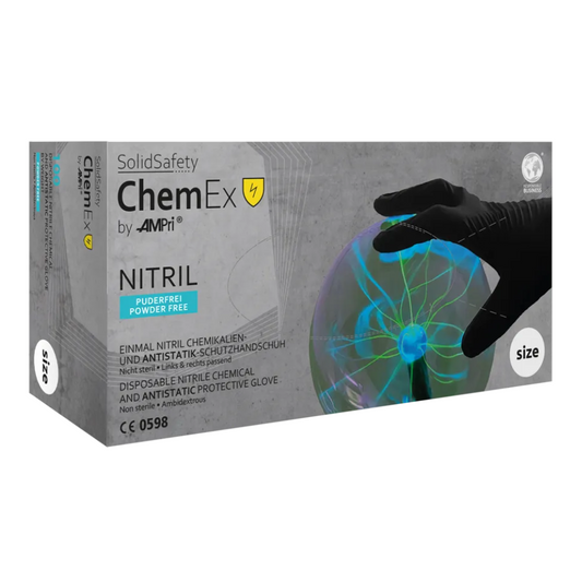 AMPri SolidSafety Chem Ex antistatic nitrile chemical protection gloves S - XXL