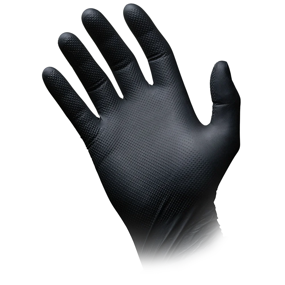 AMPri SolidSafety High Grip Black Nitril Chemikalienschutzhandschuhe Schwarz S - XXL