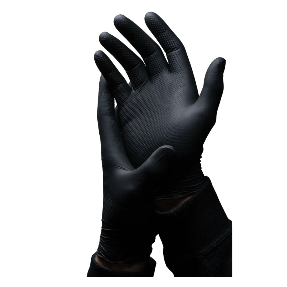 AMPri SolidSafety High Grip Black Nitril Chemikalienschutzhandschuhe Schwarz S - XXL