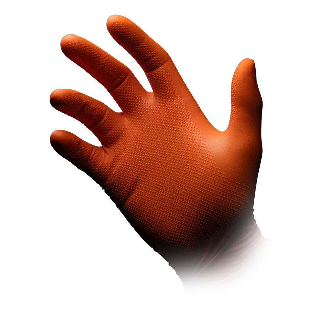 AMPri SolidSafety High Grip Orange Nitril Chemikalienschutzhandschuhe S - XXL