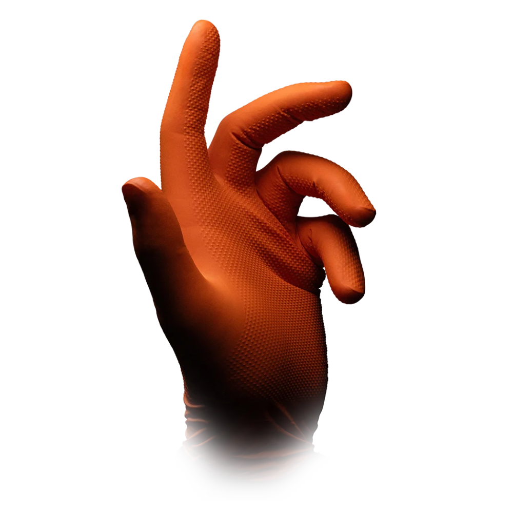 AMPri SolidSafety High Grip Orange Nitril Chemikalienschutzhandschuhe S - XXL