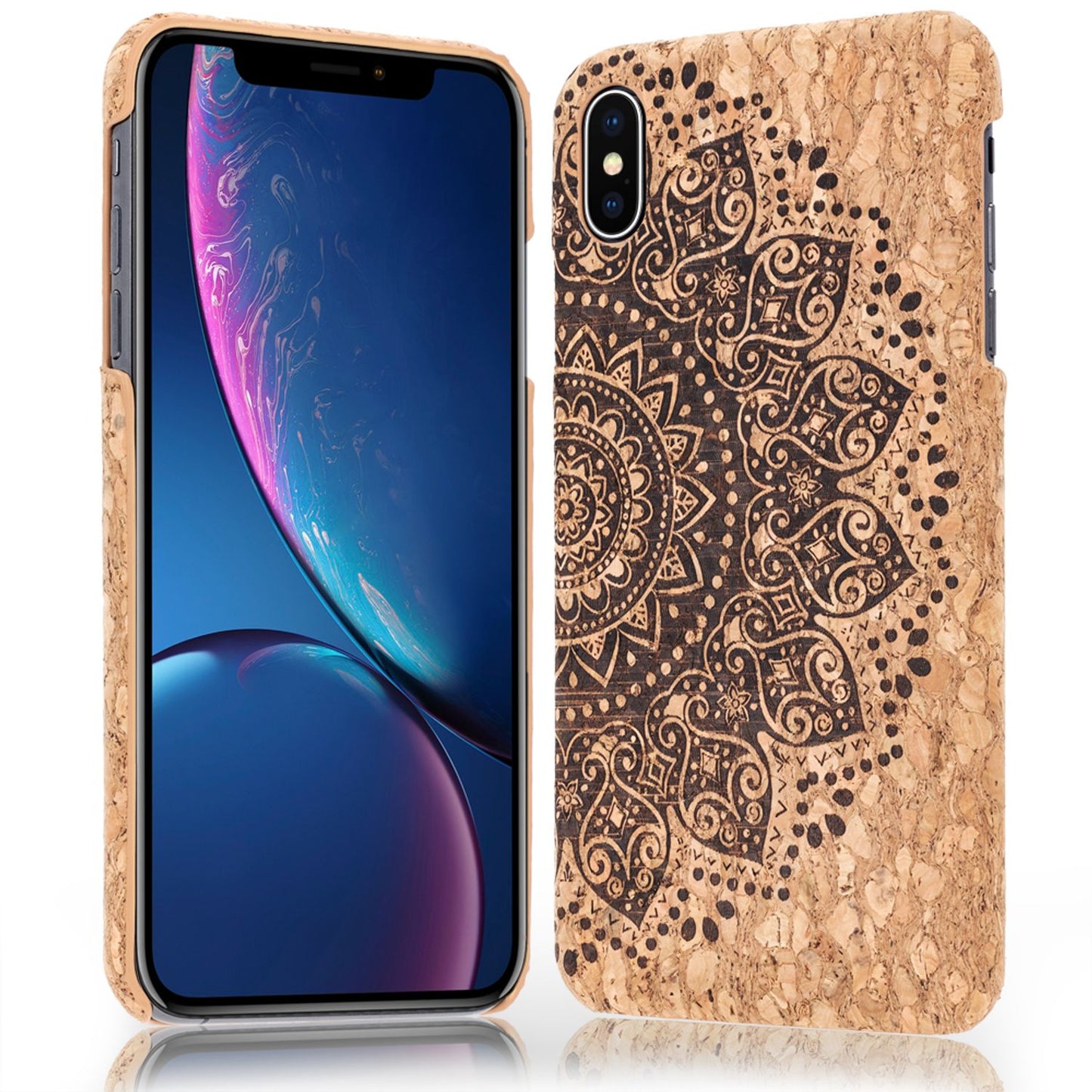 NALIA Kork Hülle für iPhone XS Max, Handyhülle Natur Holz Look Handy-Tasche Case