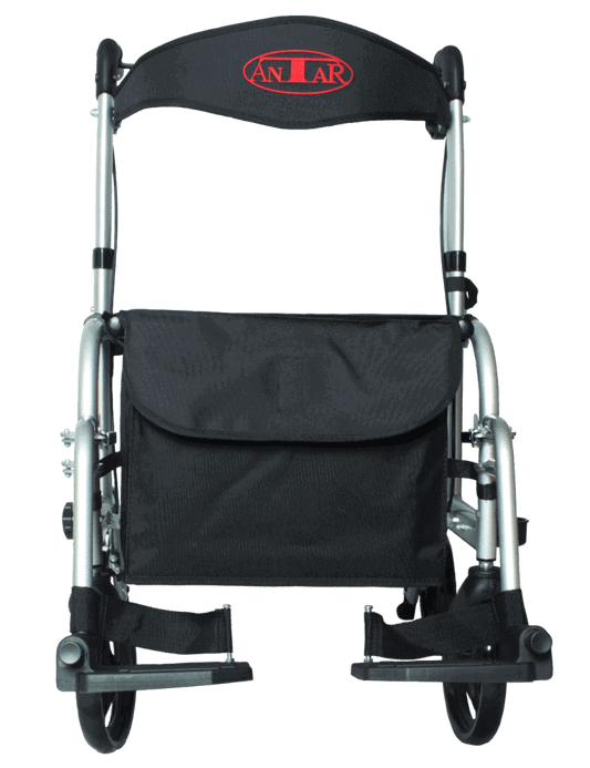 Transportrollator mit Sitz & Fußstützen Aluminium faltbar – AT51005