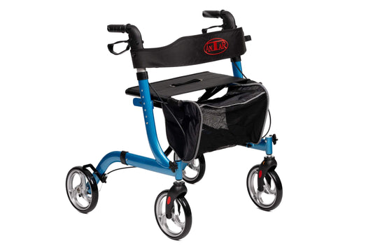 Aluminium Rollator – 7,7 kg, faltbar & bis 136 kg belastbar, blau