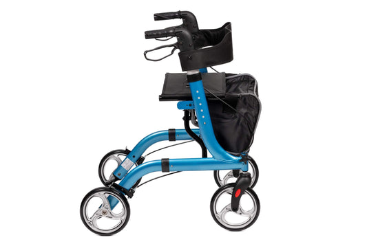 Aluminium Rollator – 7,7 kg, faltbar & bis 136 kg belastbar, blau