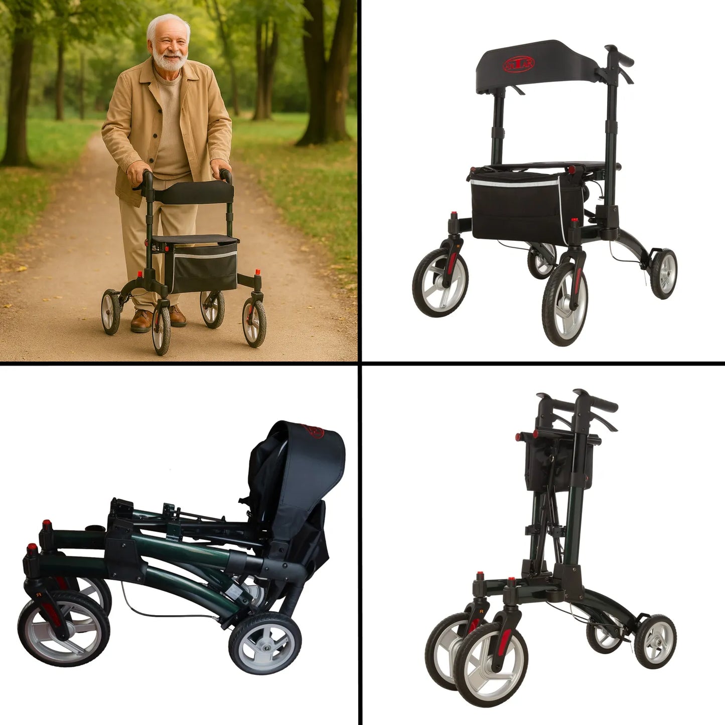 Leichter Aluminium Rollator mit Sitz und Tasche – AT51052