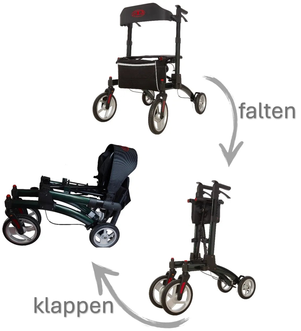 Leichter Aluminium Rollator mit Sitz und Tasche – AT51052