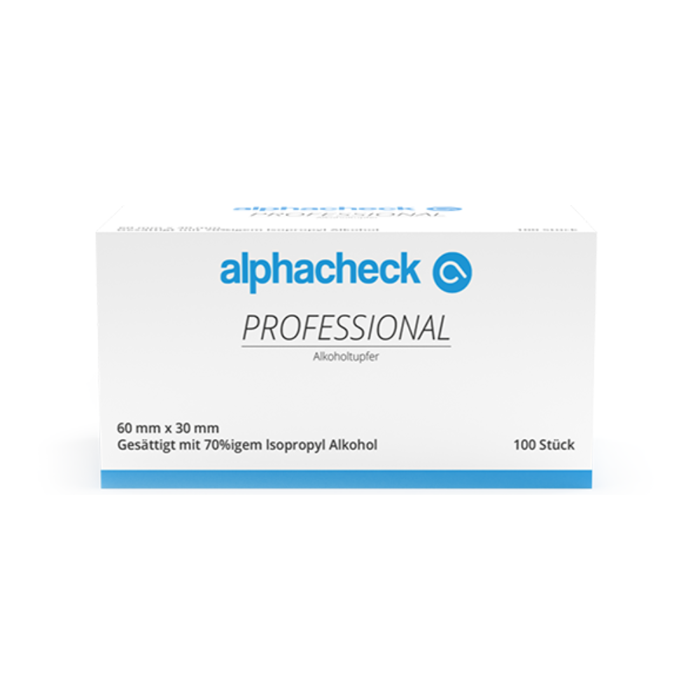 Auslaufartikel: Alphacheck Professional Alkoholtupfer 3 x 6 cm | Packung (100 Stück)