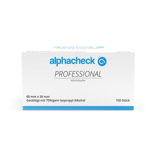 Auslaufartikel: Alphacheck Professional Alkoholtupfer 3 x 6 cm | Packung (100 Stück)