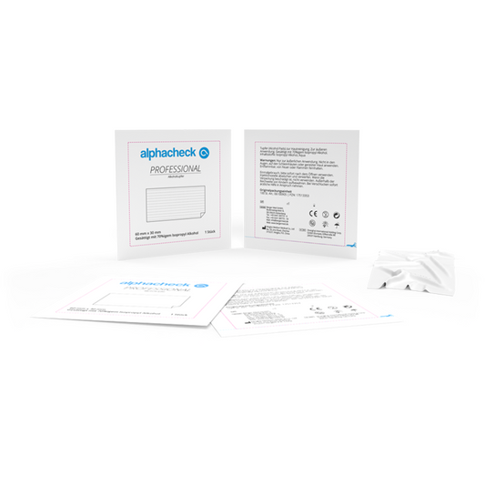 Auslaufartikel: Alphacheck Professional Alkoholtupfer 3 x 6 cm | Packung (100 Stück)