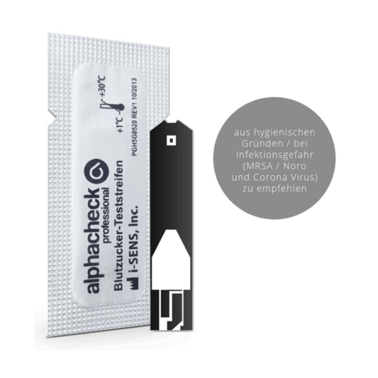 Alphacheck professional Blutzuckerteststreifen, geblistert | Packung (50 Stück)