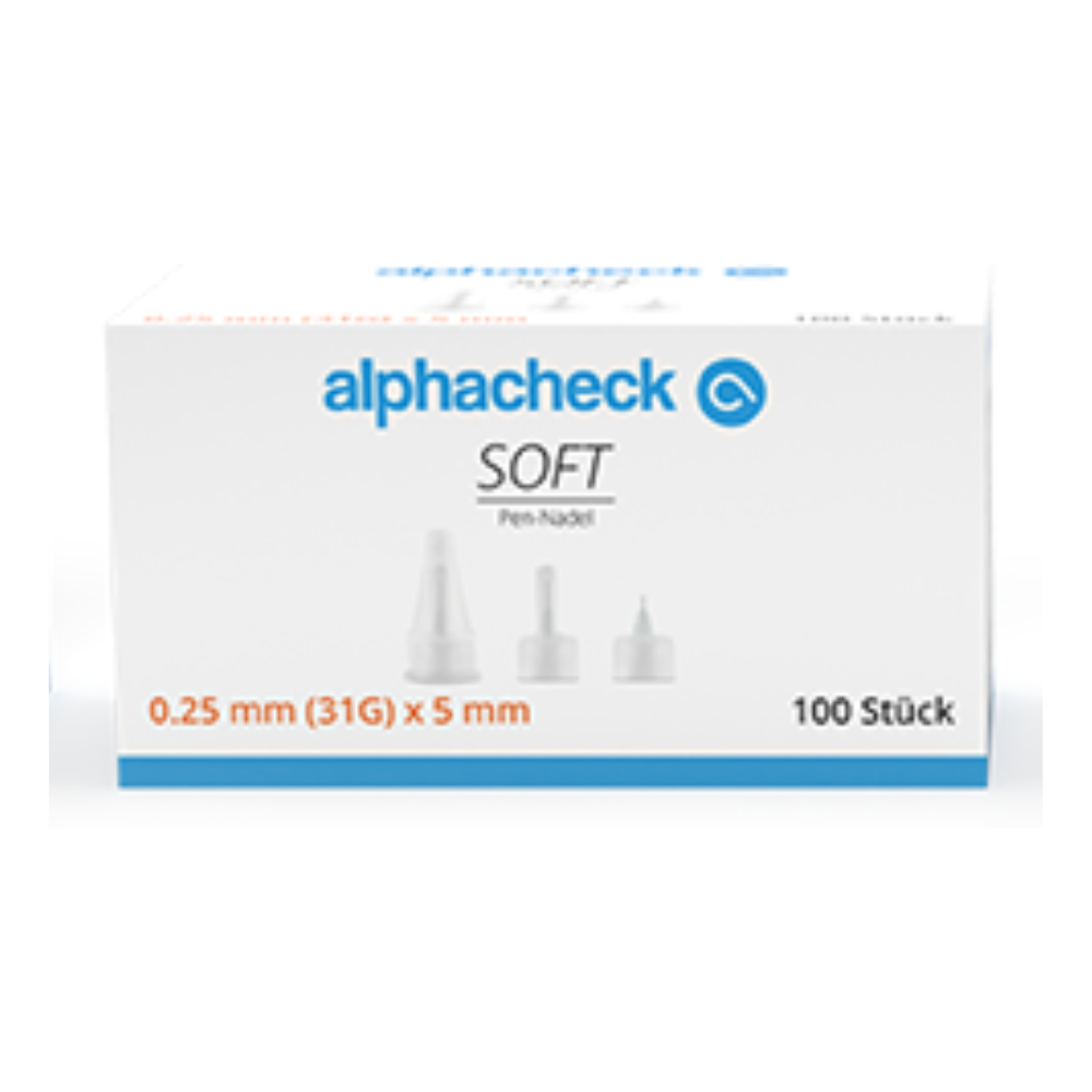 Alphacheck soft pen needles, various sizes, 100 pieces/pack