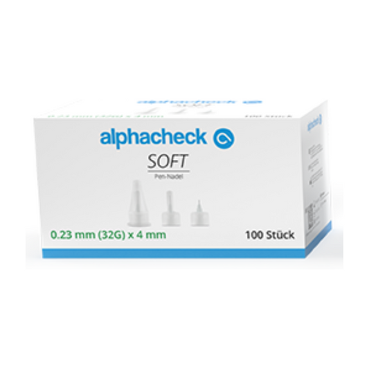 Alphacheck soft pen needles, various sizes, 100 pieces/pack