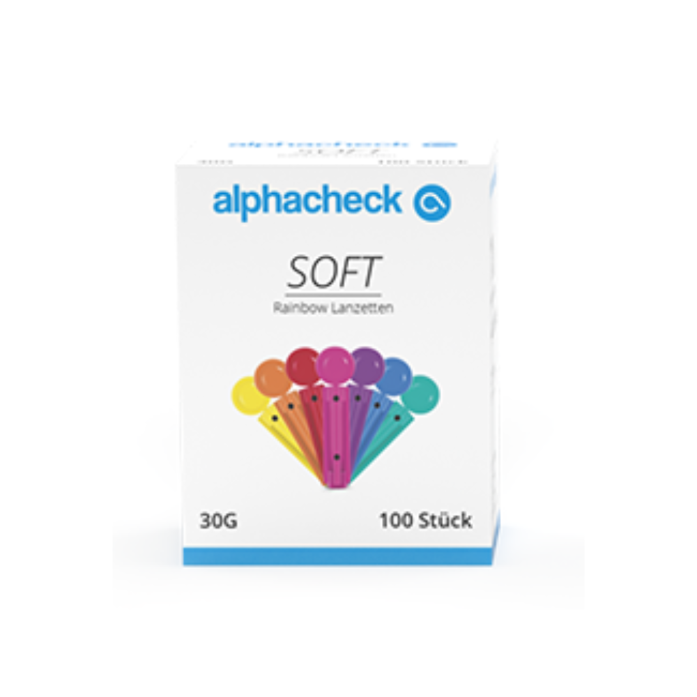 Alphacheck soft Rainbow lancets, various sizes