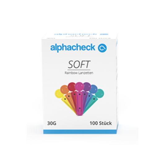 Alphacheck soft Rainbow lancets, various sizes