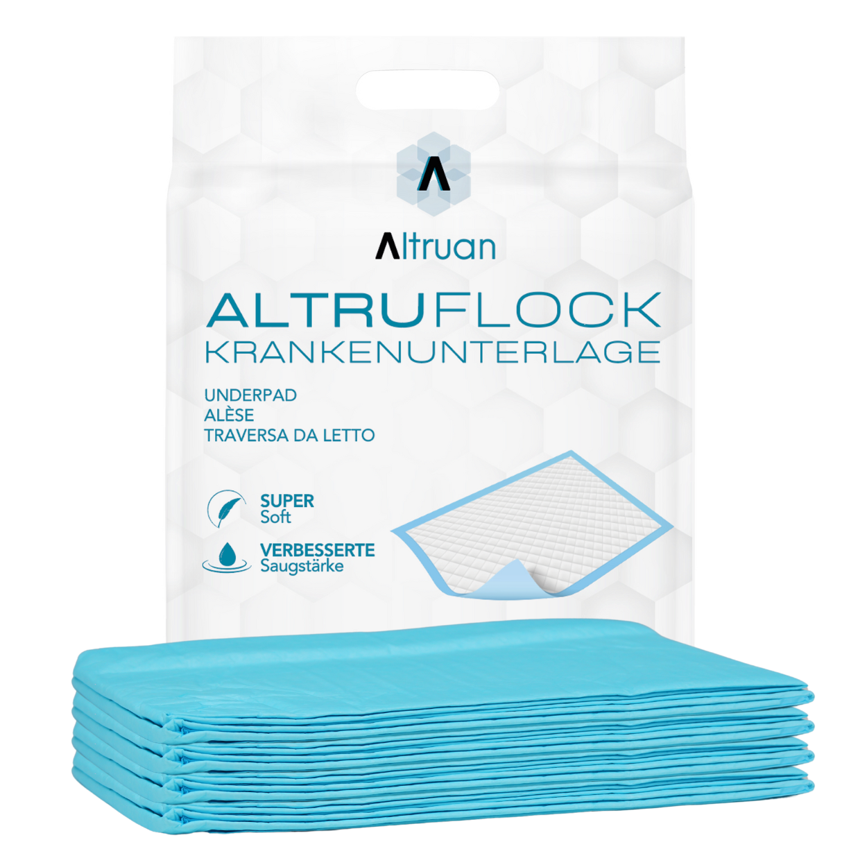 Altruflock® Bed Protectors 60 x 90cm Supersoft Extremely Absorbent | Pack (25 pieces)
