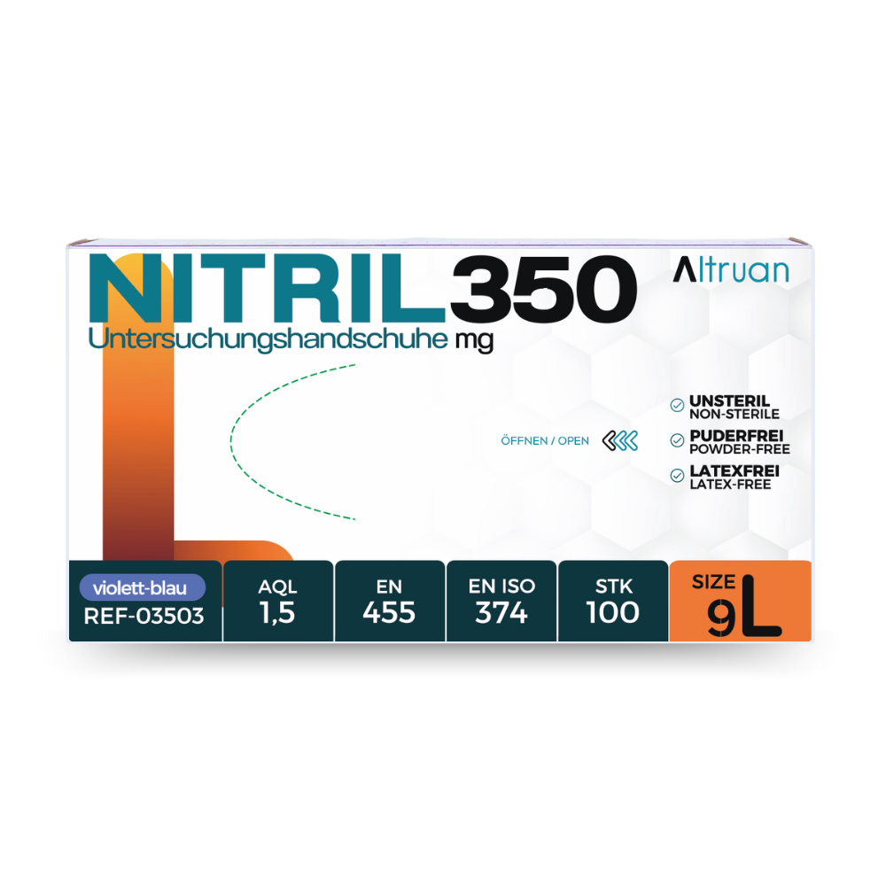 Altruan NITRIL350 Nitrile Gloves, Disposable Gloves, Blue - 100 Pieces