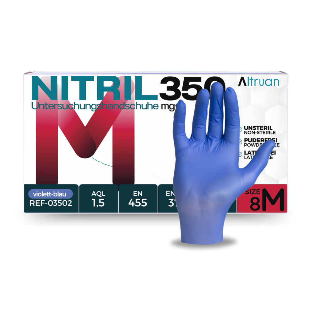 Altruan NITRIL350 Nitrile Gloves, Disposable Gloves, Blue - 100 Pieces