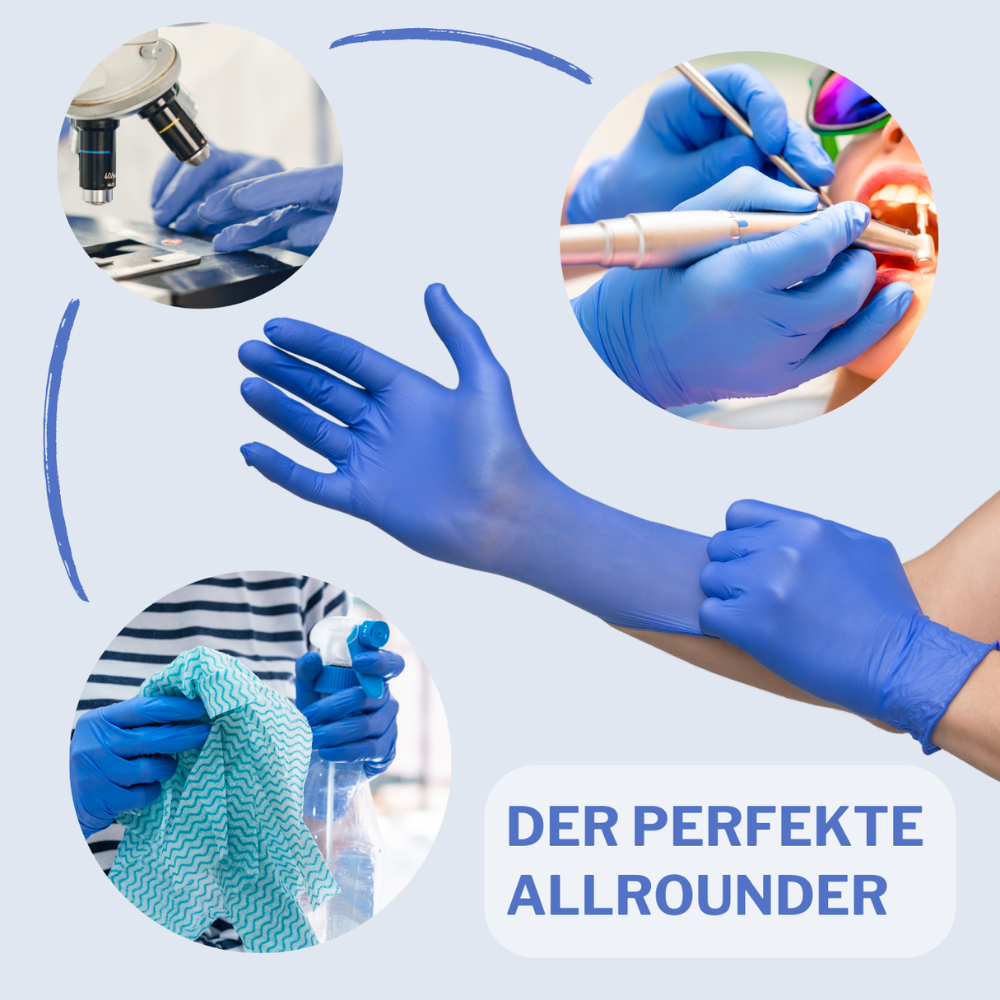 Altruan NITRIL350 Nitrile Gloves, Disposable Gloves, Blue - 100 Pieces