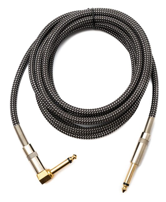 SYSTEM-S Audio Kabel 3 m 6.35 mm Klinke Stecker zu Stecker Winkel Nylon geflochten Knickschutz AUX
