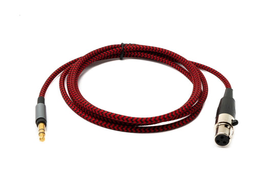 SYSTEM-S Hljóðsnúra 120 cm 3,5 mm jack-tengi í mini XLR-tengi, fléttuð í rauðu