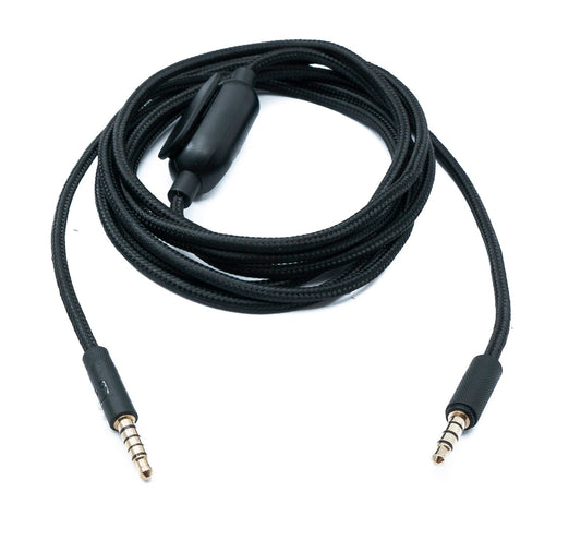 SYSTEM-S Hljóðsnúra, 2m fléttuð AUX 3,5mm með hljóðstyrksstillingu fyrir Logitech G433 G233 GPRO X