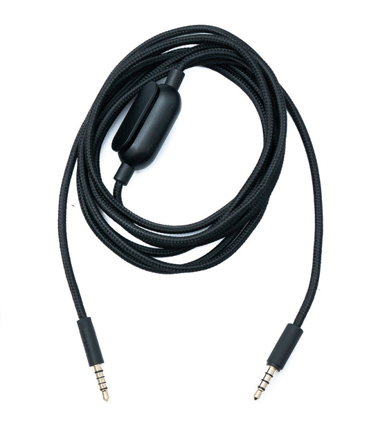 SYSTEM-S Hljóðsnúra, 2m fléttuð AUX 3,5mm með hljóðstyrksstillingu fyrir Logitech G433 G233 GPRO X
