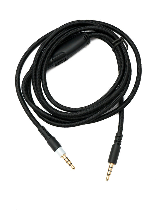 SYSTEM-S hljóðsnúra, 150 cm, AUX 3,5 mm fléttuð, svört fyrir Hyperx Cloud Mix Alpha