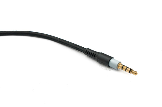 SYSTEM-S hljóðsnúra, 150 cm, AUX 3,5 mm fléttuð, svört fyrir Hyperx Cloud Mix Alpha