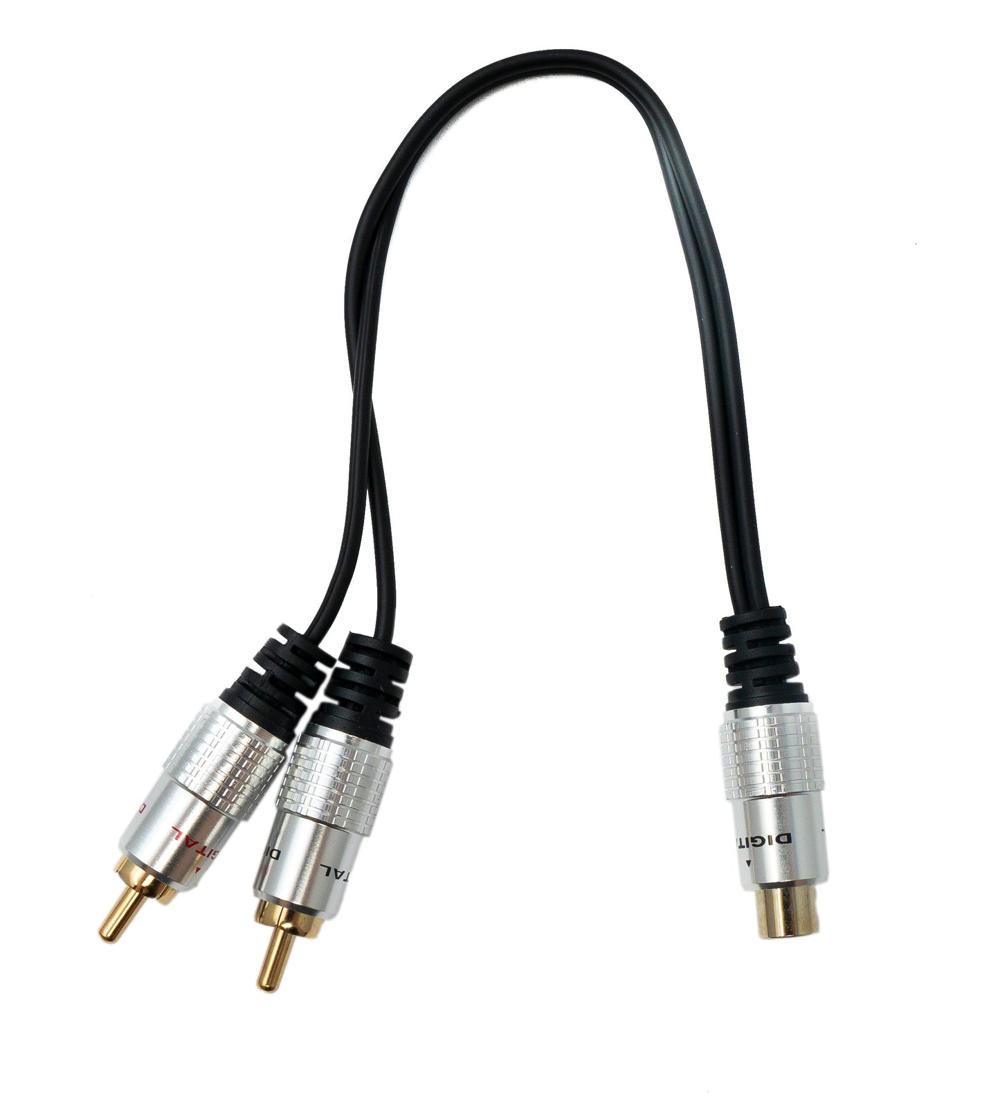 SYSTEM-S Y Cinch RCA Kabel 25 cm 1 polig Buchse zu 2x Stecker Audio in Schwarz