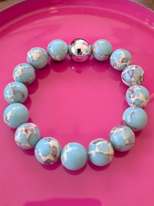 Armband Unikat Eigenes Design Echte große Jaspis-Türkise Halbedelsteine