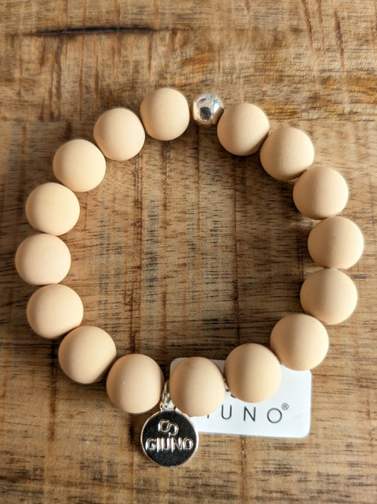 Elastic acrylic bracelet, copper beige, warm matte, with beads, size M, One Size, Giuno ARU227-17