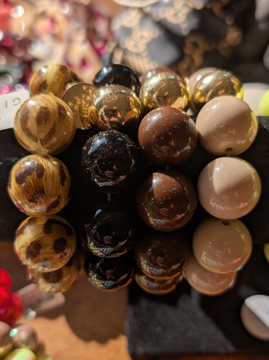 Elastic Acrylic Bracelet, Copper, Large/Thick, Leo Brown ARU272-64