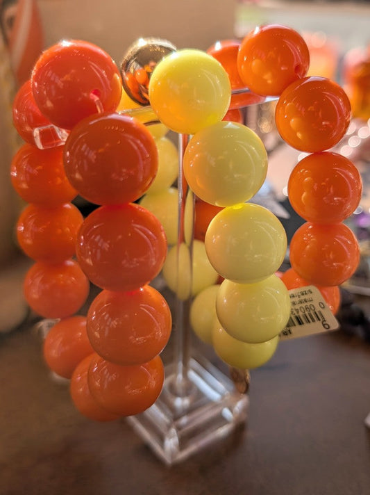 Elastic Acrylic Bracelet, Copper, Large/Thick, Orange ARU272-33