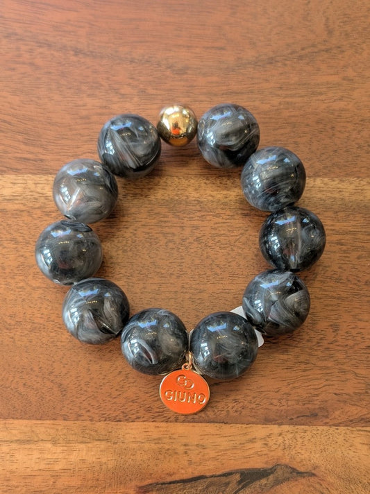 Elastic Acrylic Bracelet, Copper, Large/Thick XL, Mother-of-Pearl, Grey, Blue, Gold - GIUNO ARU104-80