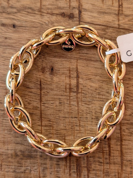 Elastic metal chain bracelet, gold - by Giuno AJW5123-12