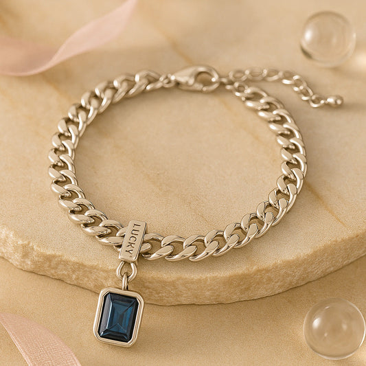 Armband aus 925er Sterling-Silber, Gliederarmband mit blauem Stein, 16 + 5cm