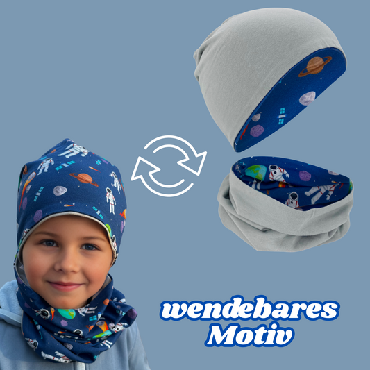 Kinder Beanie Mütze & Loop Set  - Astronaut