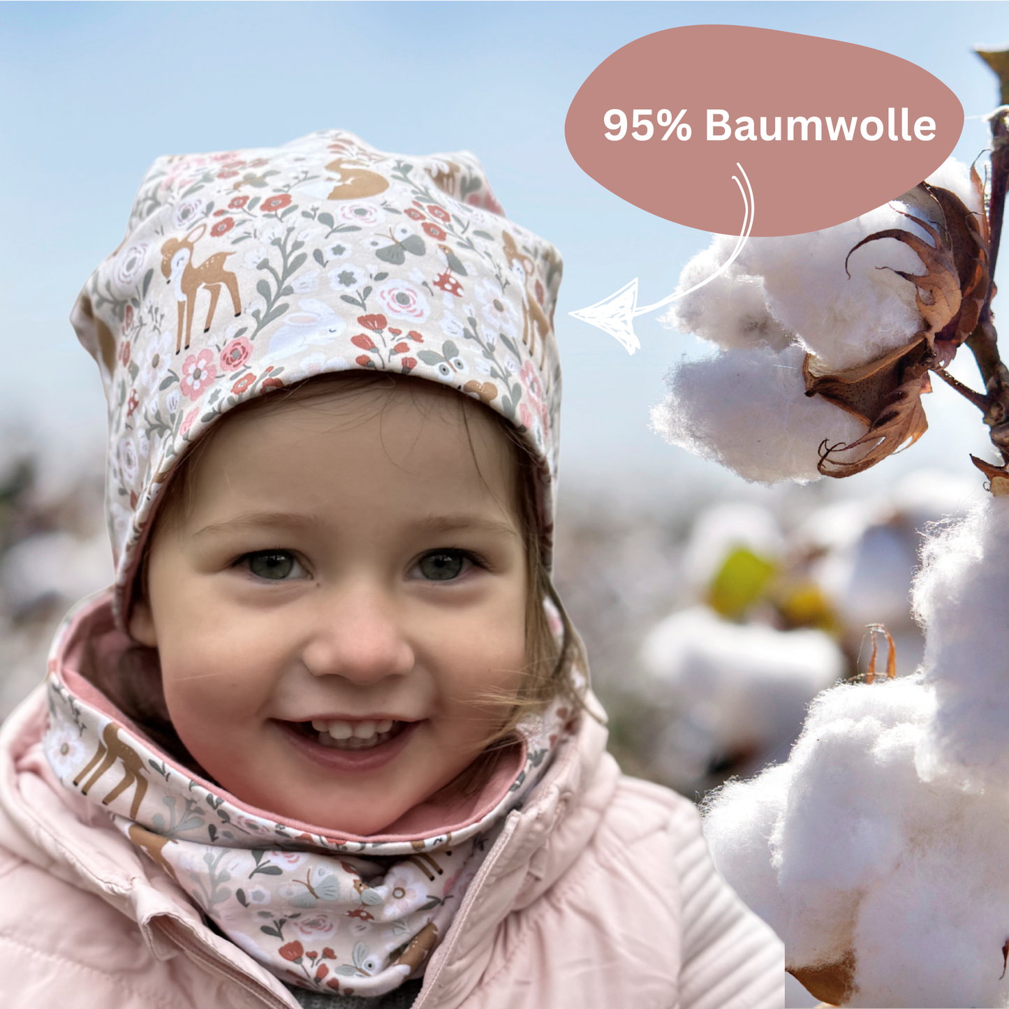Kinder Reflektor Mütze & Loop Waldtiere