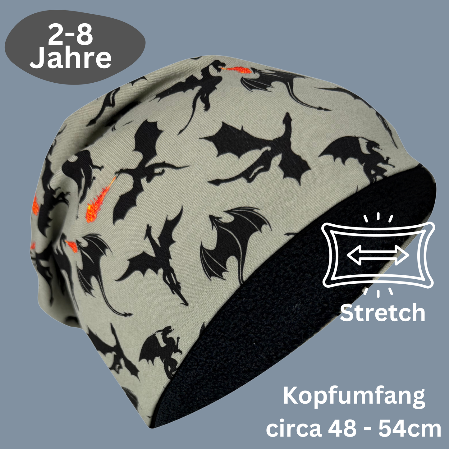 Kinder Beanie Mütze & Loop - Drachen
