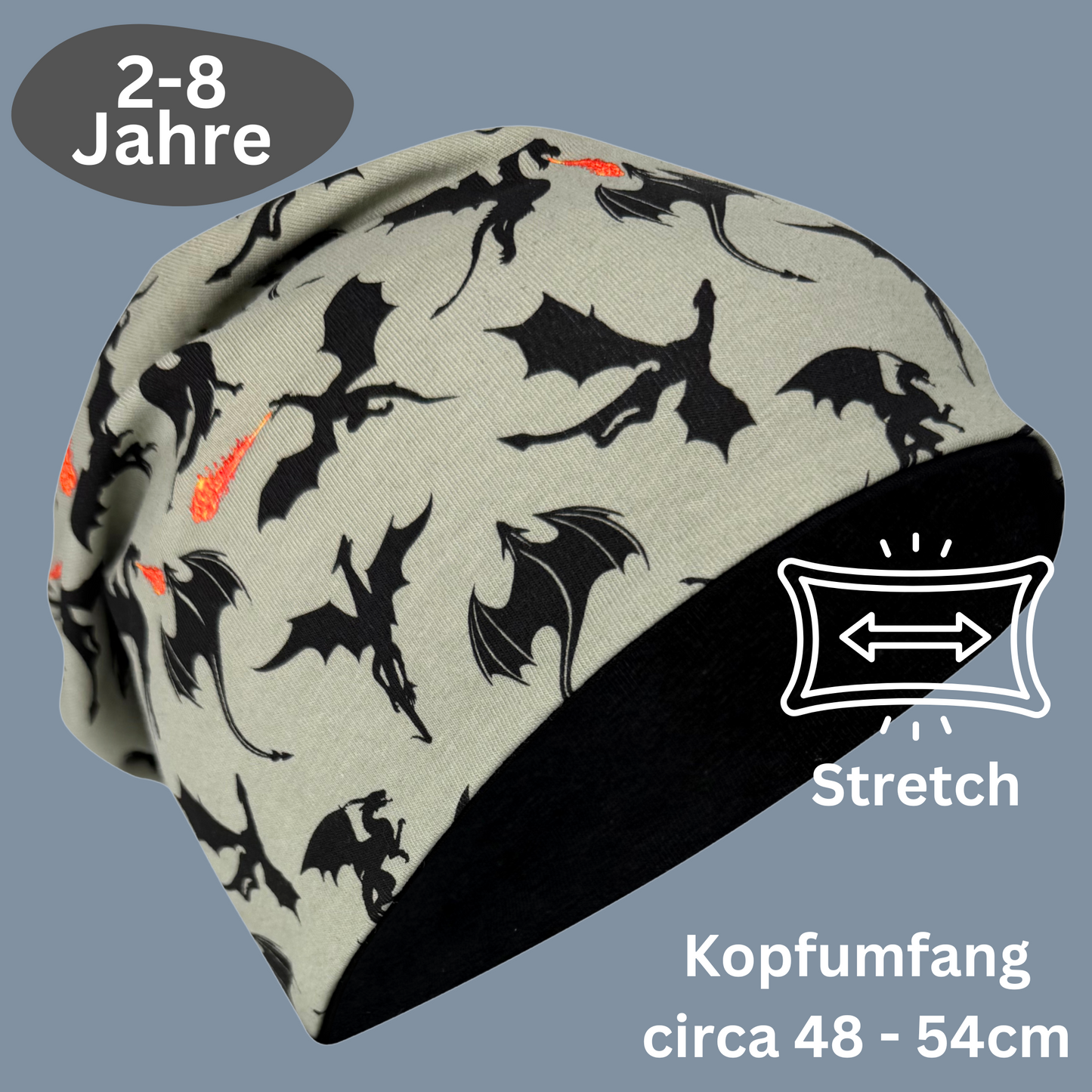 Kinder Beanie Mütze & Loop - Drachen