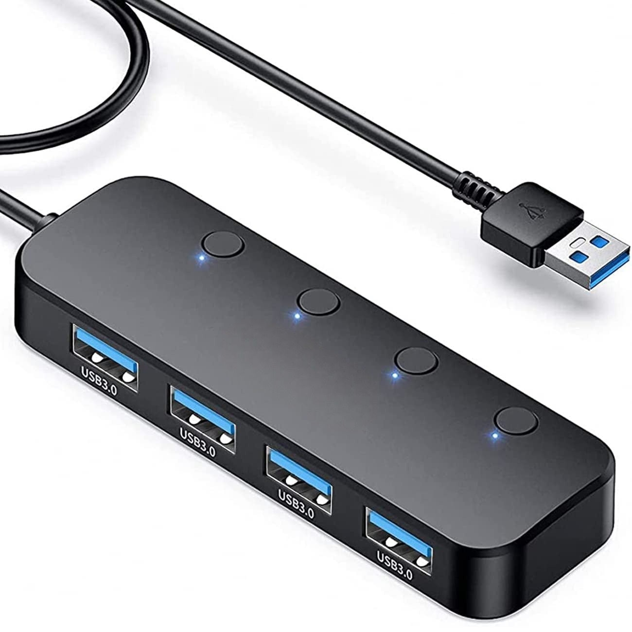 4-Port USB Hub Datenhub Verteiler Docking USB 3.0 mit LED & individuellen Tasten
