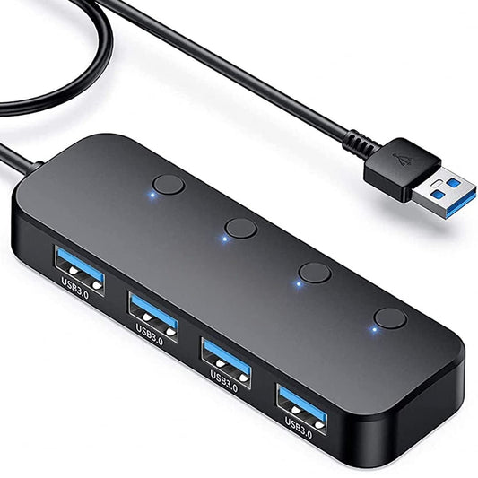 4-Port USB Hub Datenhub Verteiler Docking USB 3.0 mit LED & individuellen Tasten
