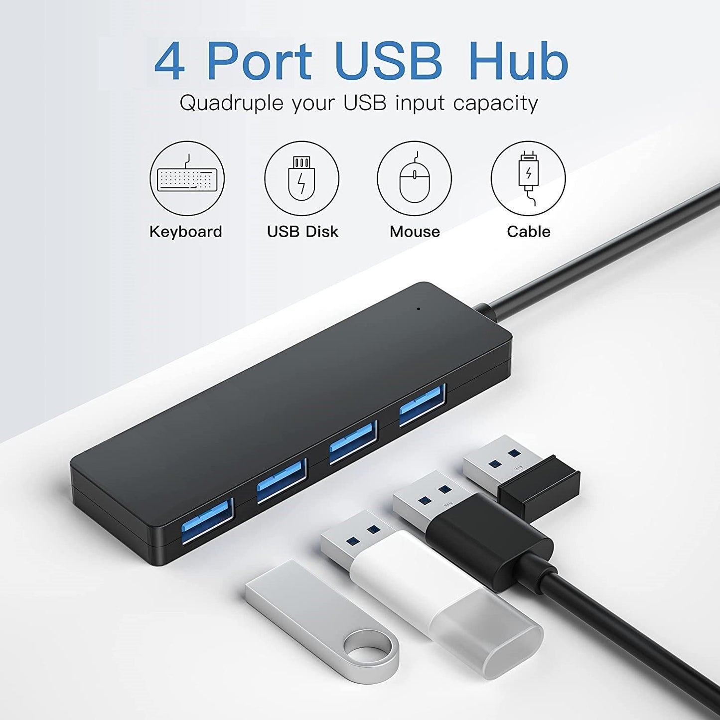 4-Port USB Hub Datenhub Verteiler Dockingstation USB 3.0 LED MacBook Laptops