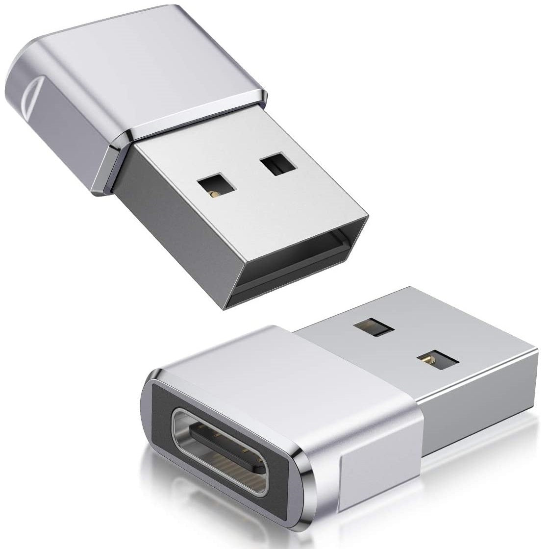 2 Stück USB Adapter Wandler Konverter USB 2.0 USB-A Stecker auf USB-C Buchse OTG