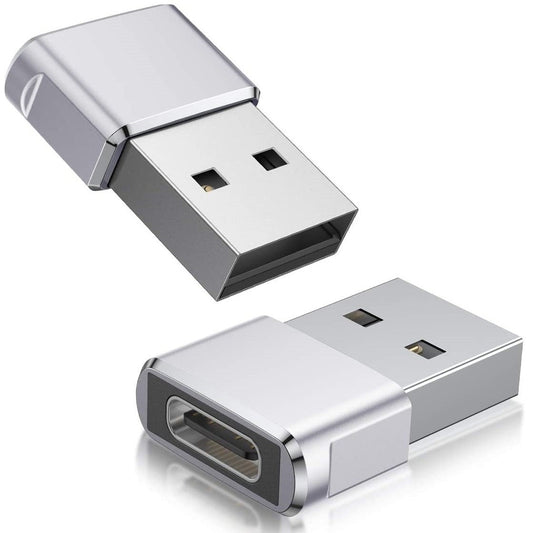 2 Stück USB Adapter Wandler Konverter USB 2.0 USB-A Stecker auf USB-C Buchse OTG